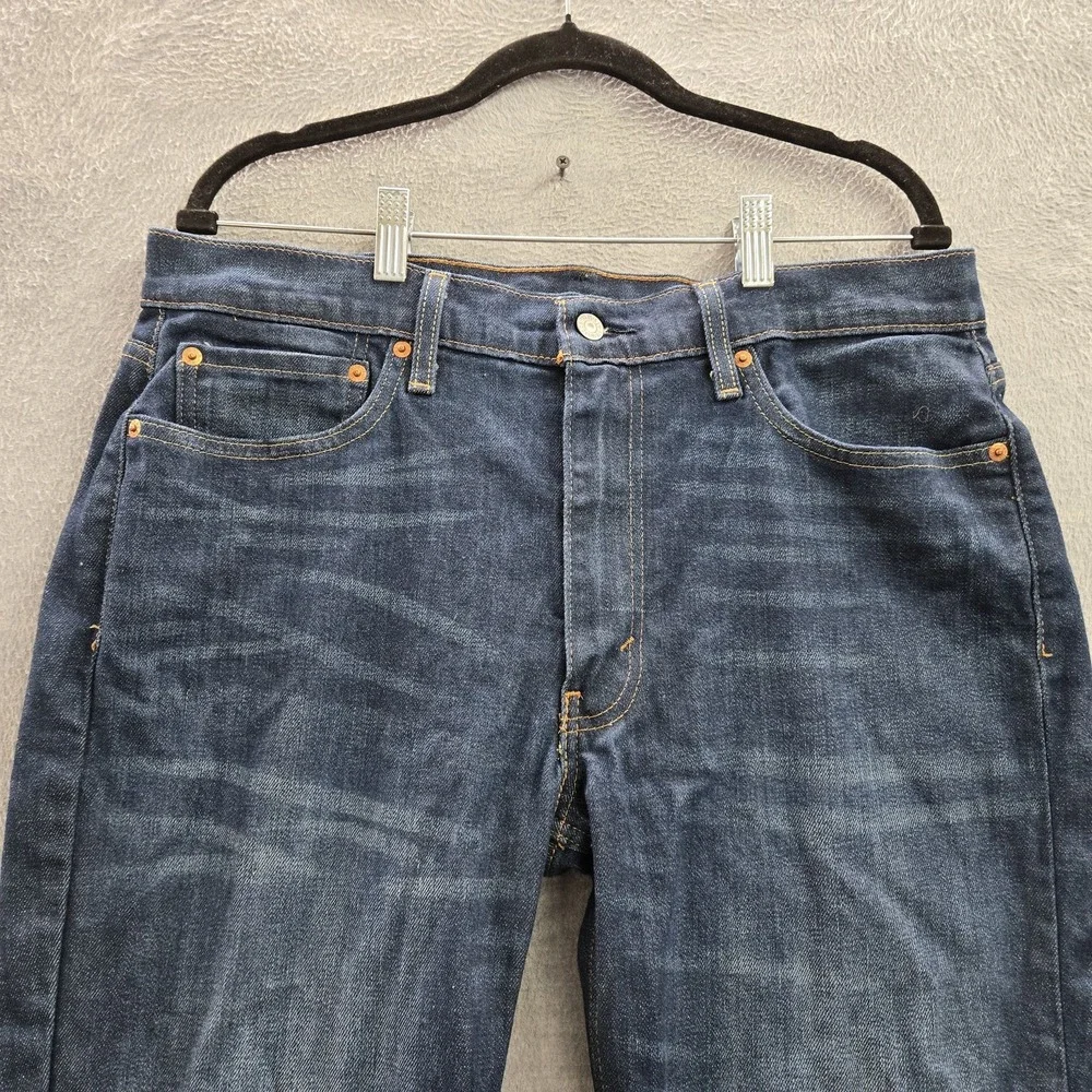 Levi's 514 Men Jeans 36X34 Blue Denim Straight Fit Logo 32